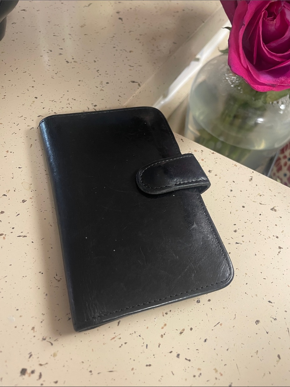 Coach Black Leather Snap Cardholder Wallet